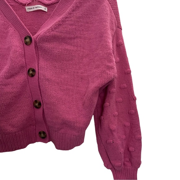 Anthropologie Moon & Madison Bobble Sleeve Crop Cardigan Sweater - Picture 3 of 5